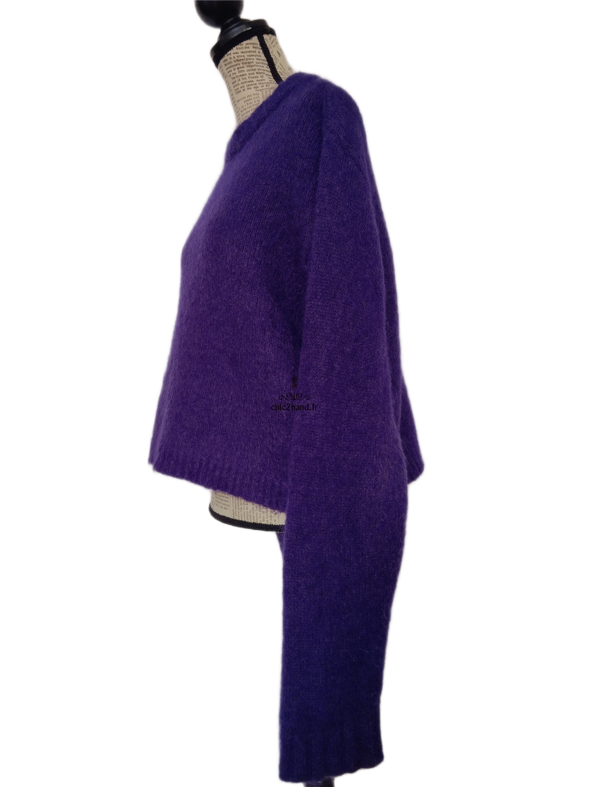 Pull oversize 53% mohair American Vintage pino18F M violet TBE – Image 10