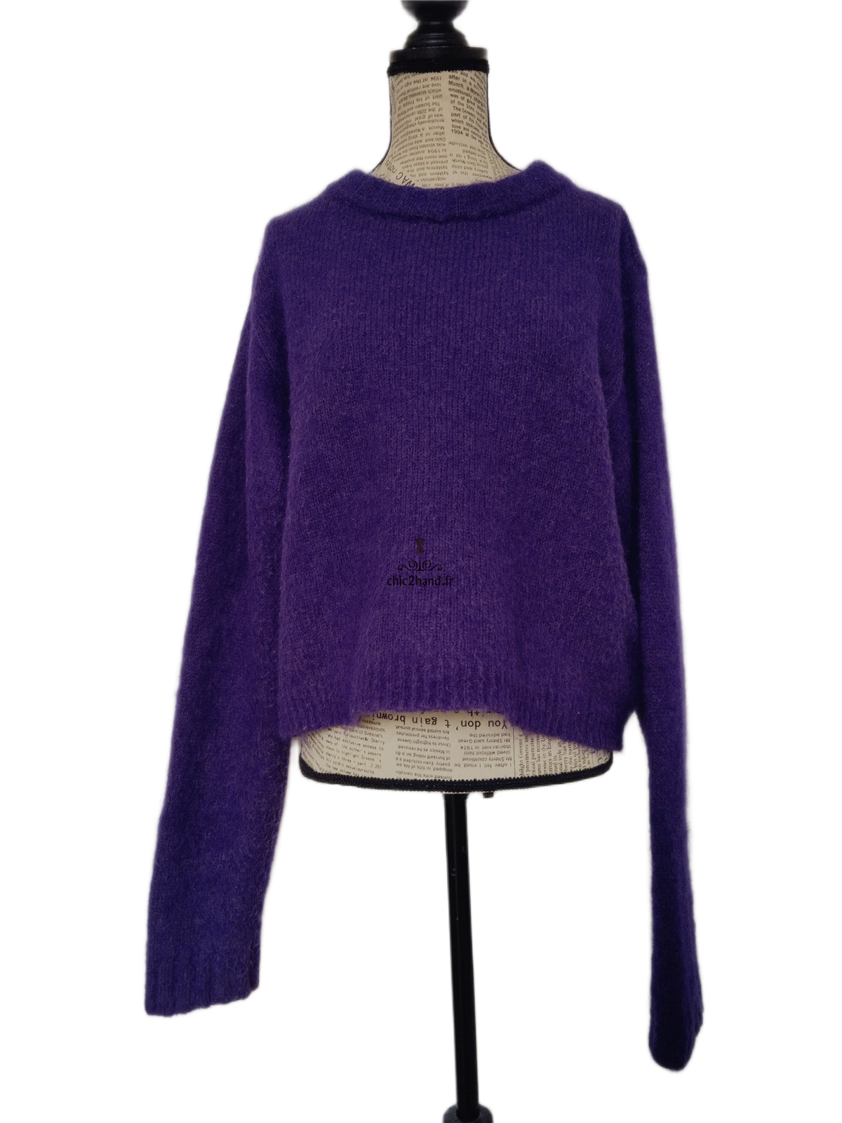 Pull oversize 53% mohair American Vintage pino18F M violet TBE – Image 6