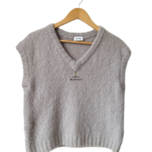 Pull sans manches 53% mohair American Vintage pino18H taupe L Excellent état
