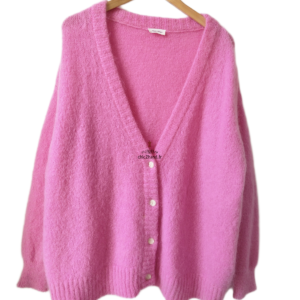 Gilet cardigan oversize 53% mohair American Vintage pino19A TU rose TBE
