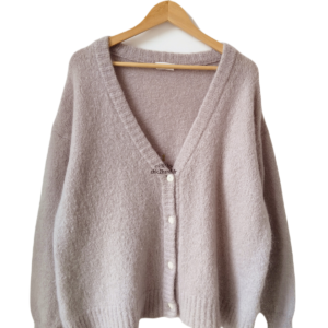 Gilet cardigan oversize 53% mohair American Vintage pino19A TU taupe NEUF
