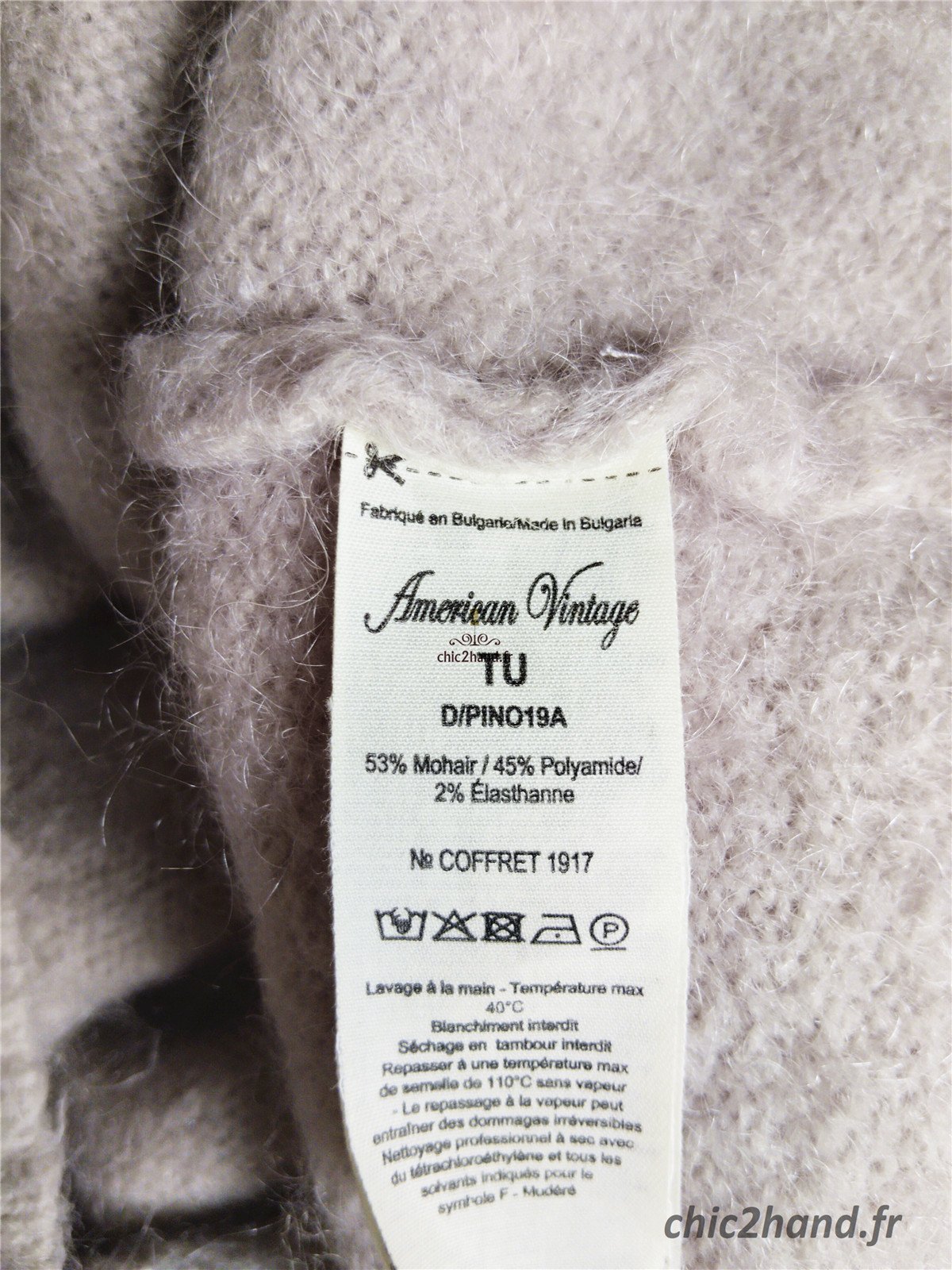 Gilet cardigan oversize 53% mohair American Vintage pino19A TU taupe NEUF – Image 10