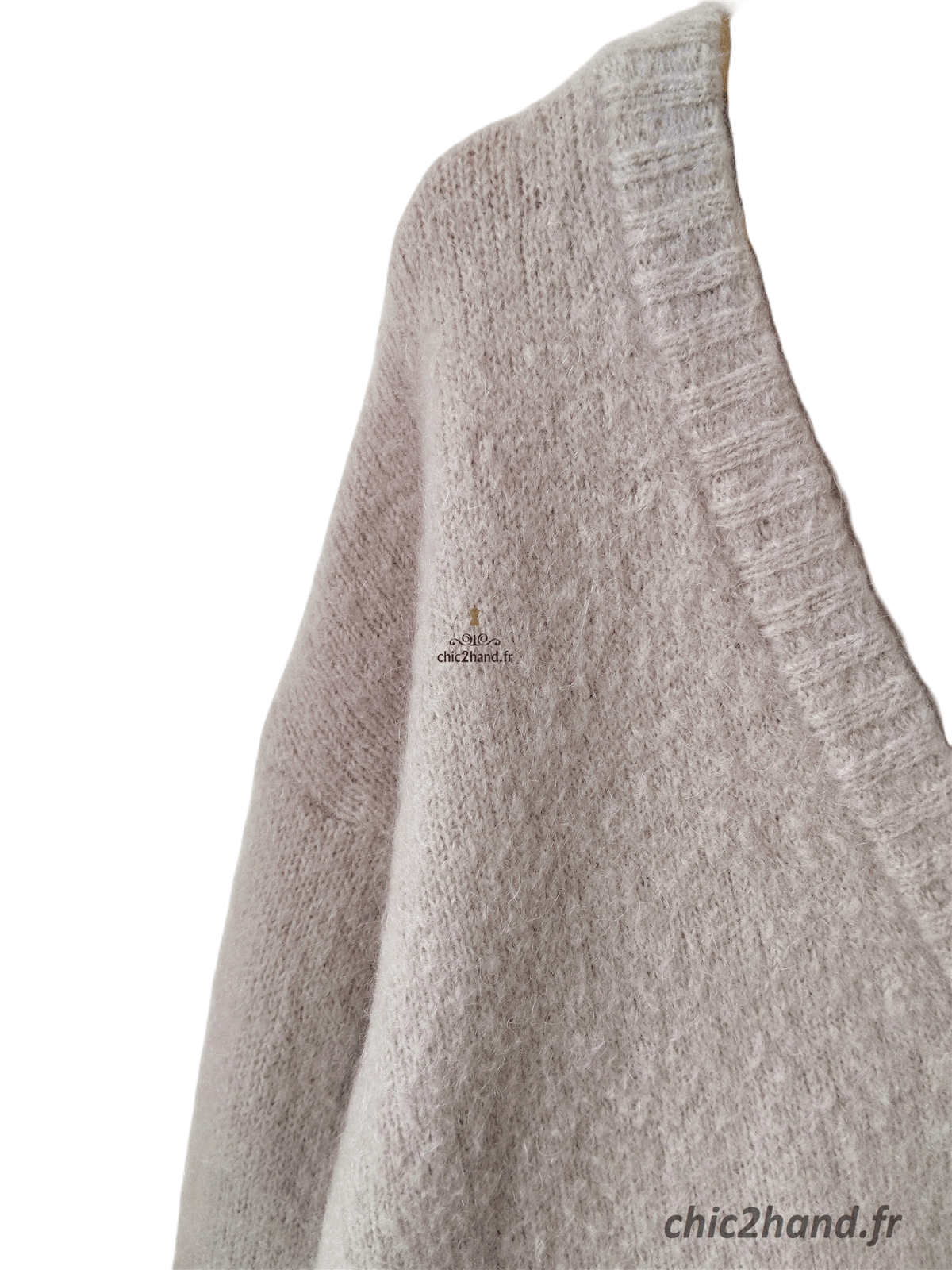 Gilet cardigan oversize 53% mohair American Vintage pino19A TU taupe NEUF – Image 4