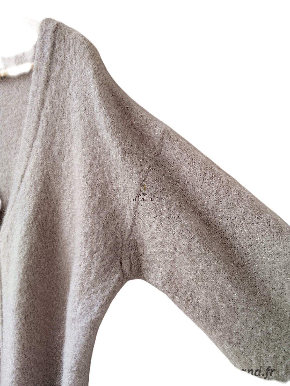 Gilet cardigan oversize 53% mohair American Vintage pino19A TU taupe NEUF – Image 5