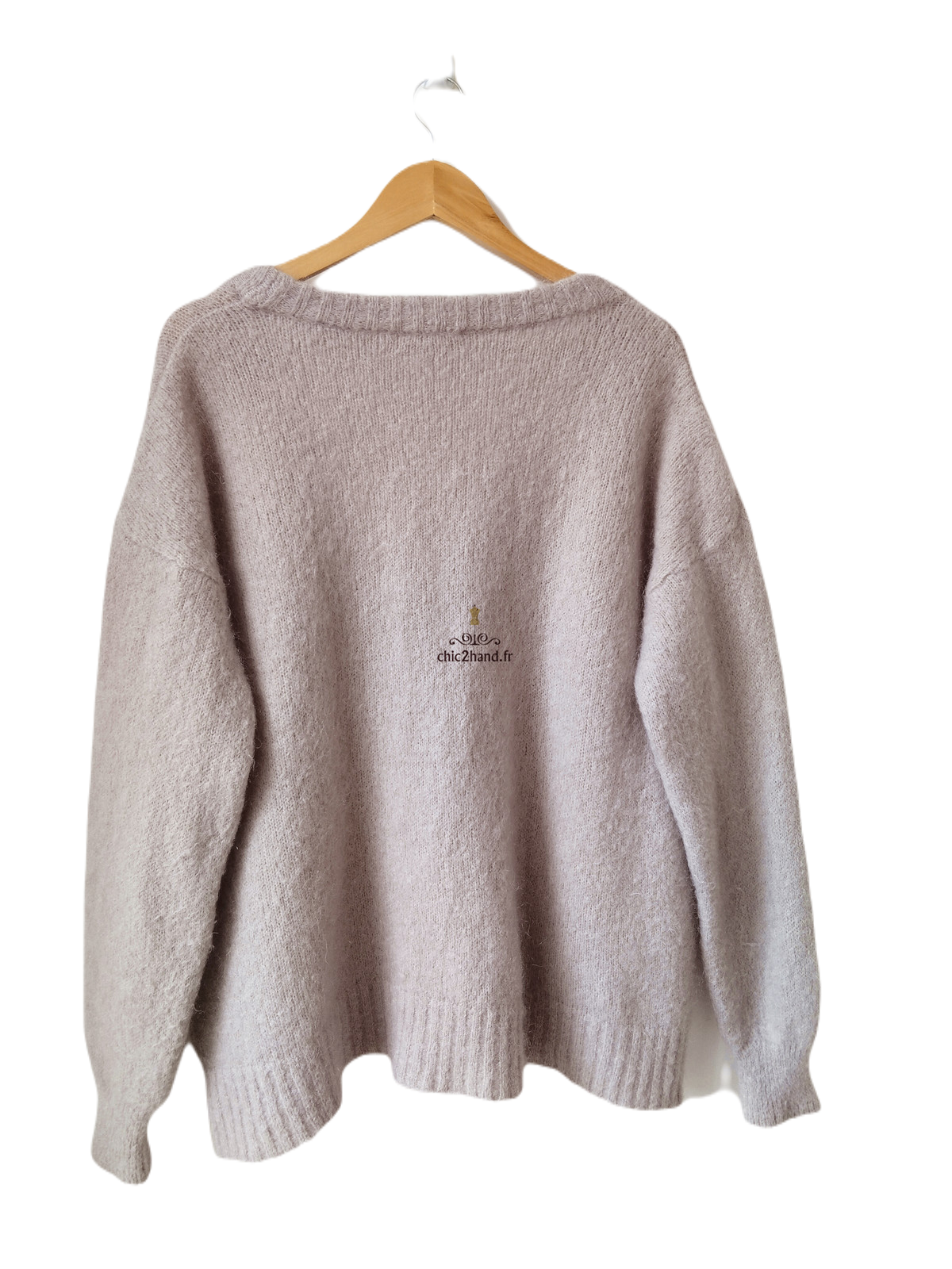 Gilet cardigan oversize 53% mohair American Vintage pino19A TU taupe NEUF – Image 6