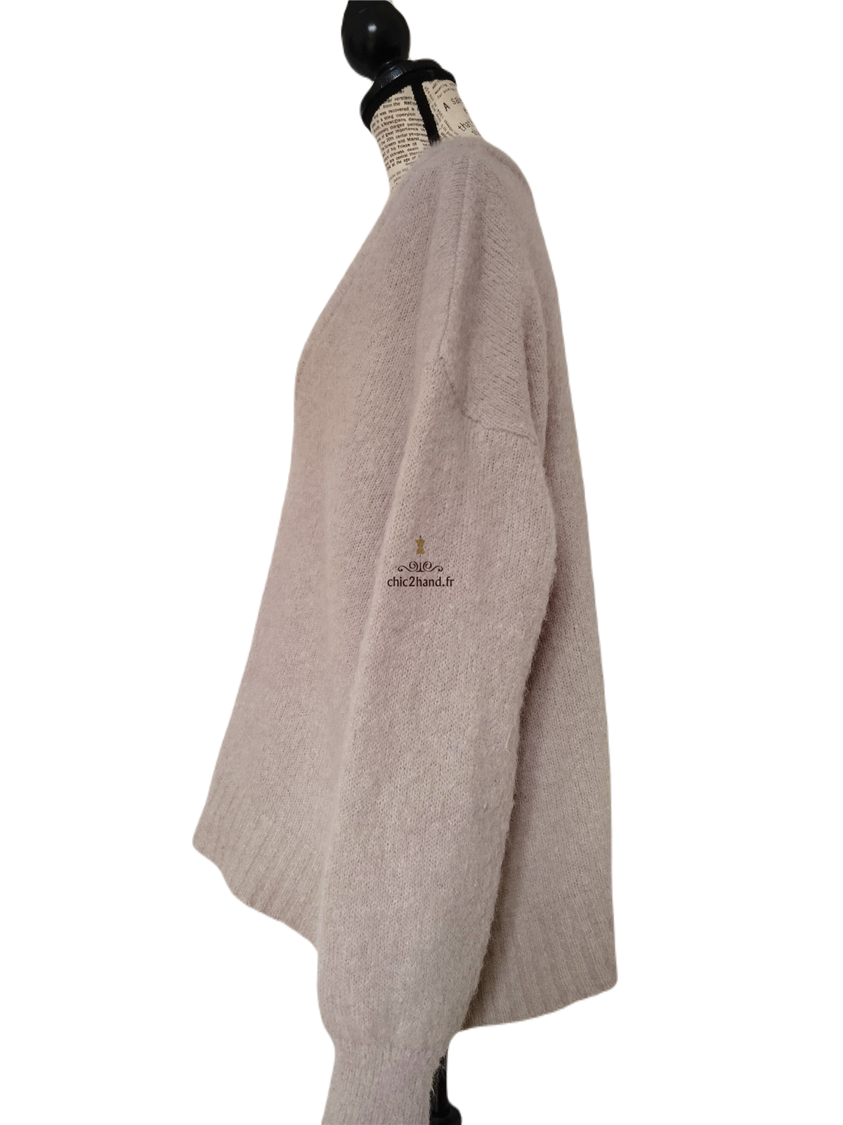 Gilet cardigan oversize 53% mohair American Vintage pino19A TU taupe NEUF – Image 8