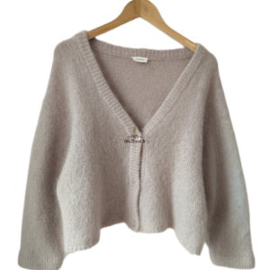 Gilet cardigan oversize 53% mohair American Vintage pino19C S beige TBE
