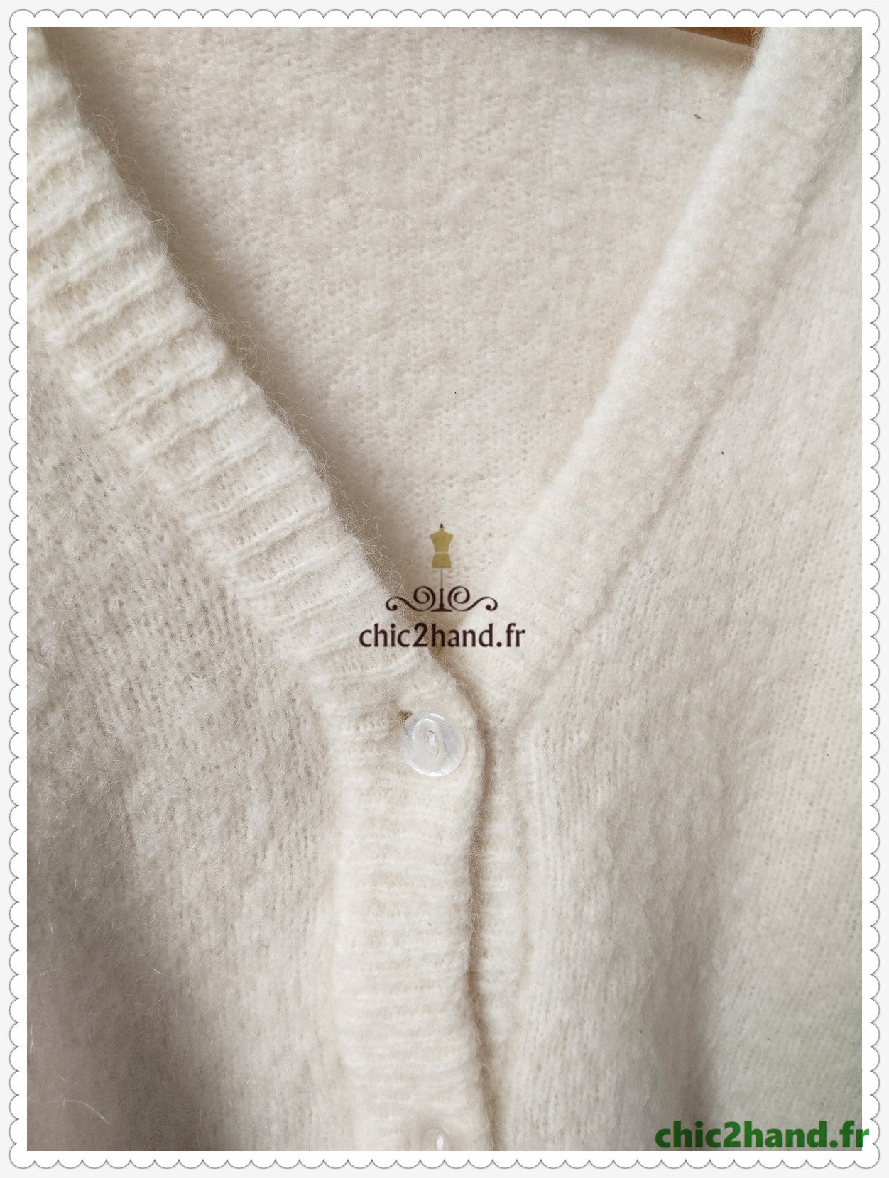 Gilet cardigan oversize 53% mohair American Vintage pino19C L blanc écru NEUF – Image 9