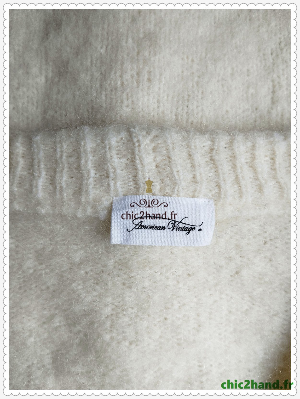 Gilet cardigan oversize 53% mohair American Vintage pino19C L blanc écru NEUF – Image 6