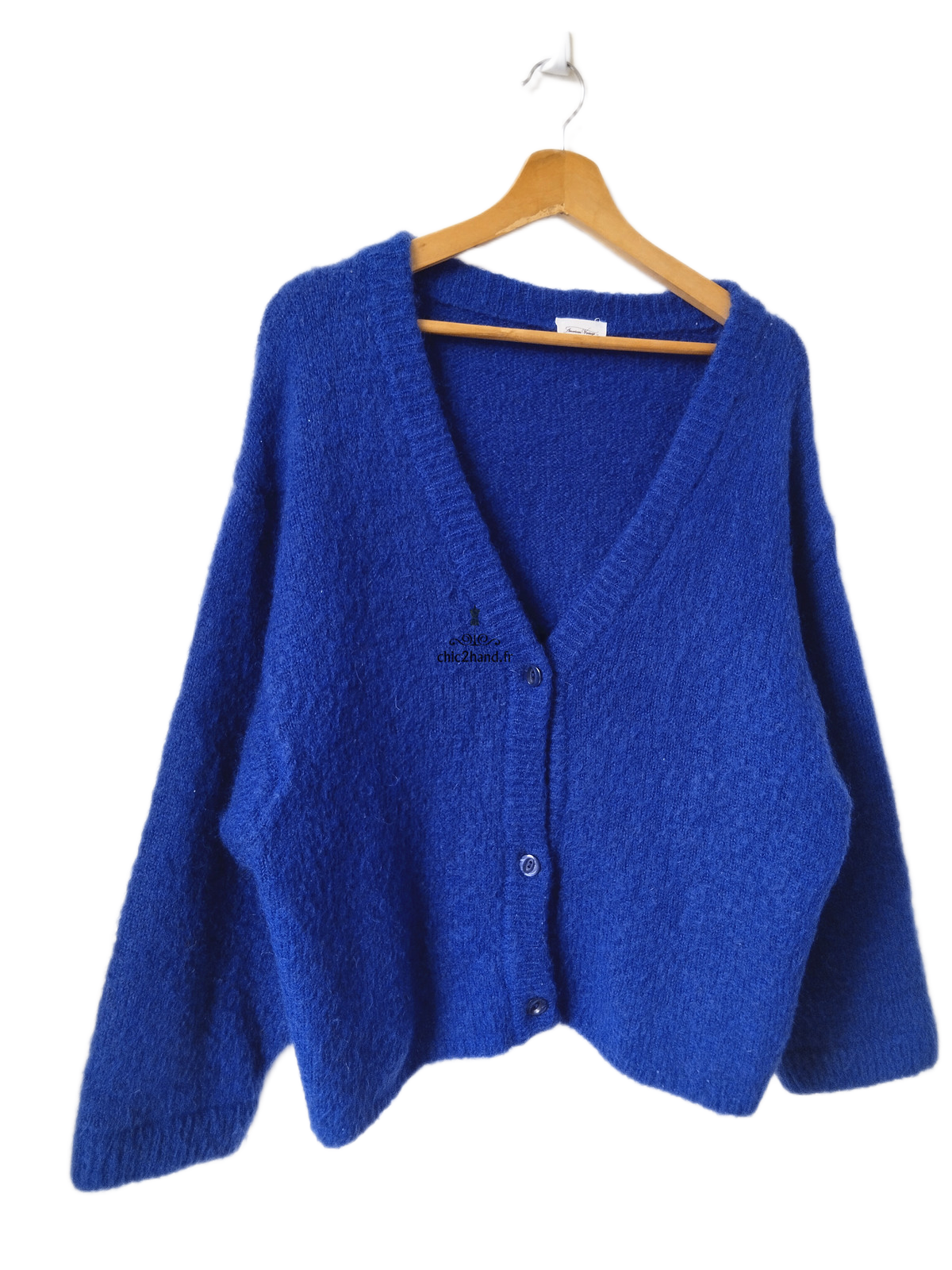Gilet cardigan oversize 53% mohair American Vintage pino19C M bleu marine TBE – Image 2
