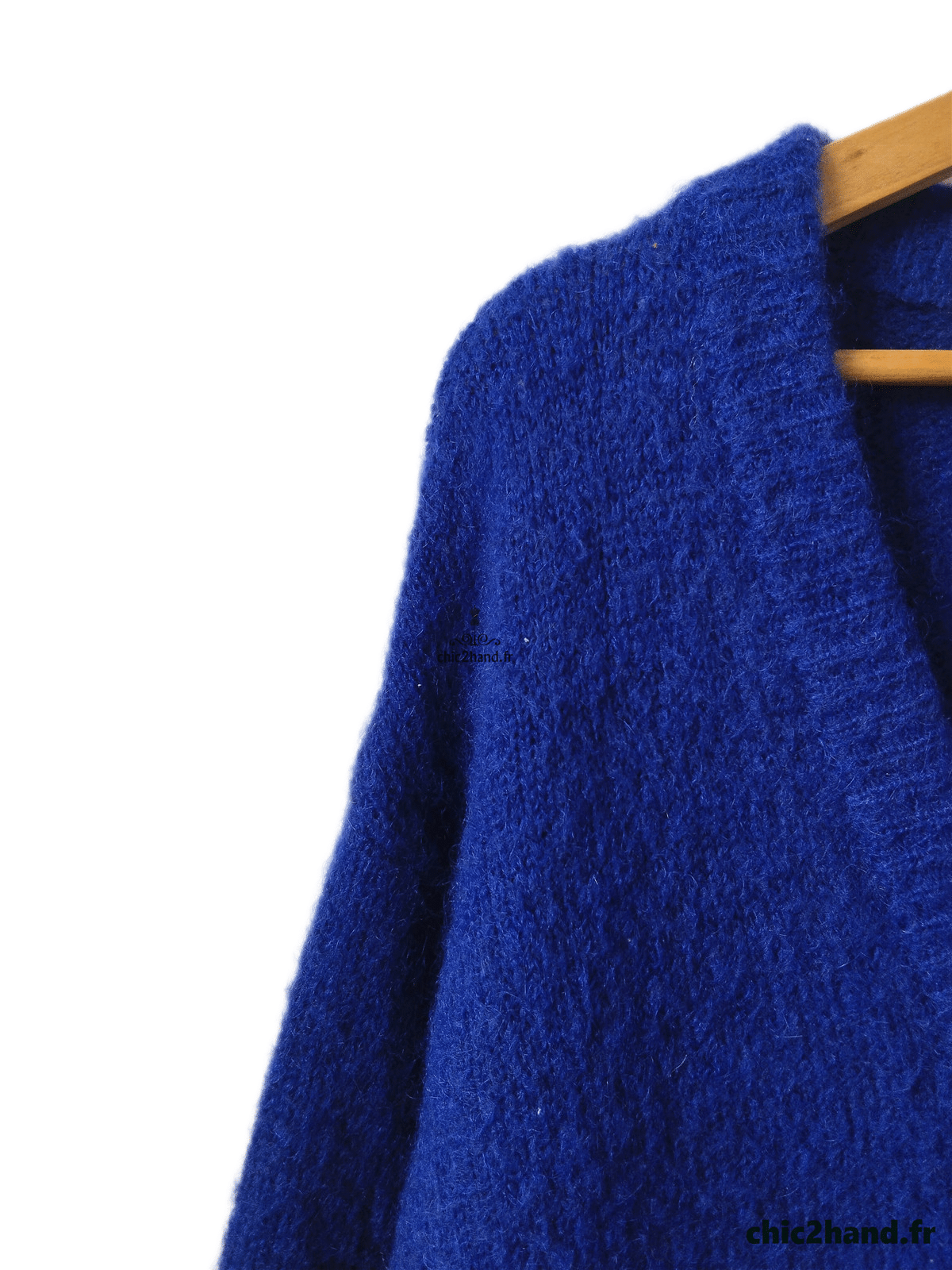 Gilet cardigan oversize 53% mohair American Vintage pino19C M bleu marine TBE – Image 3
