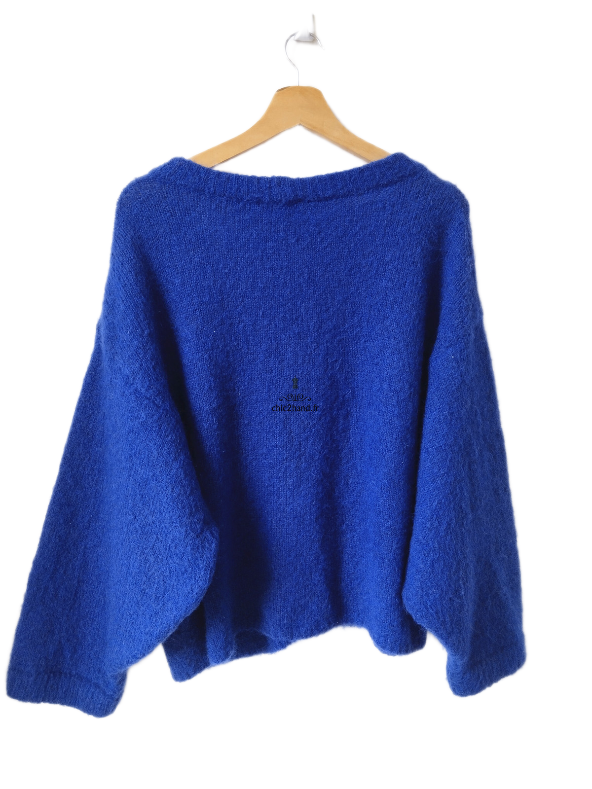 Gilet cardigan oversize 53% mohair American Vintage pino19C M bleu marine TBE – Image 6