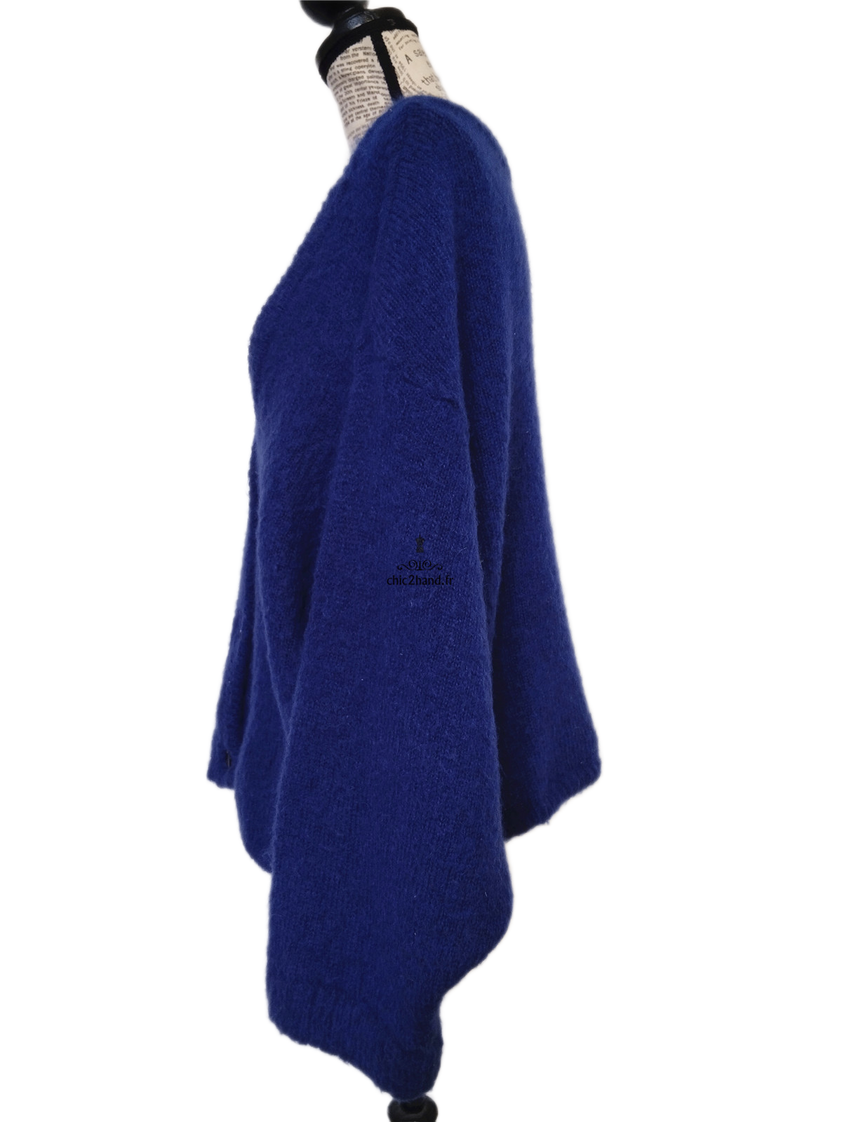 Gilet cardigan oversize 53% mohair American Vintage pino19C M bleu marine TBE – Image 8
