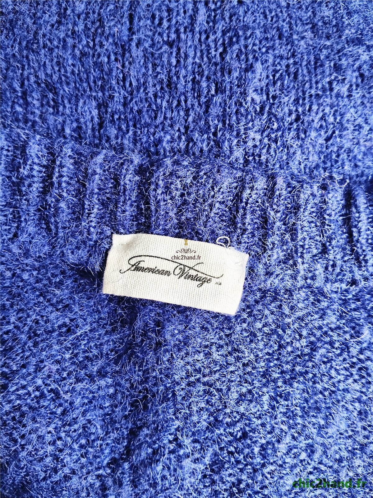 Gilet cardigan oversize 53% mohair American Vintage pino19C M bleu marine TBE – Image 11