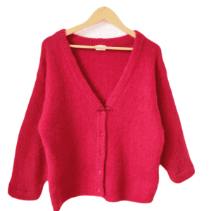 Gilet cardigan oversize 53% mohair American Vintage pino19D S rouge rosé NEUF