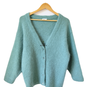 Gilet cardigan oversize 53% mohair American Vintage pino19D S vert d&rsquo;eau NEUF