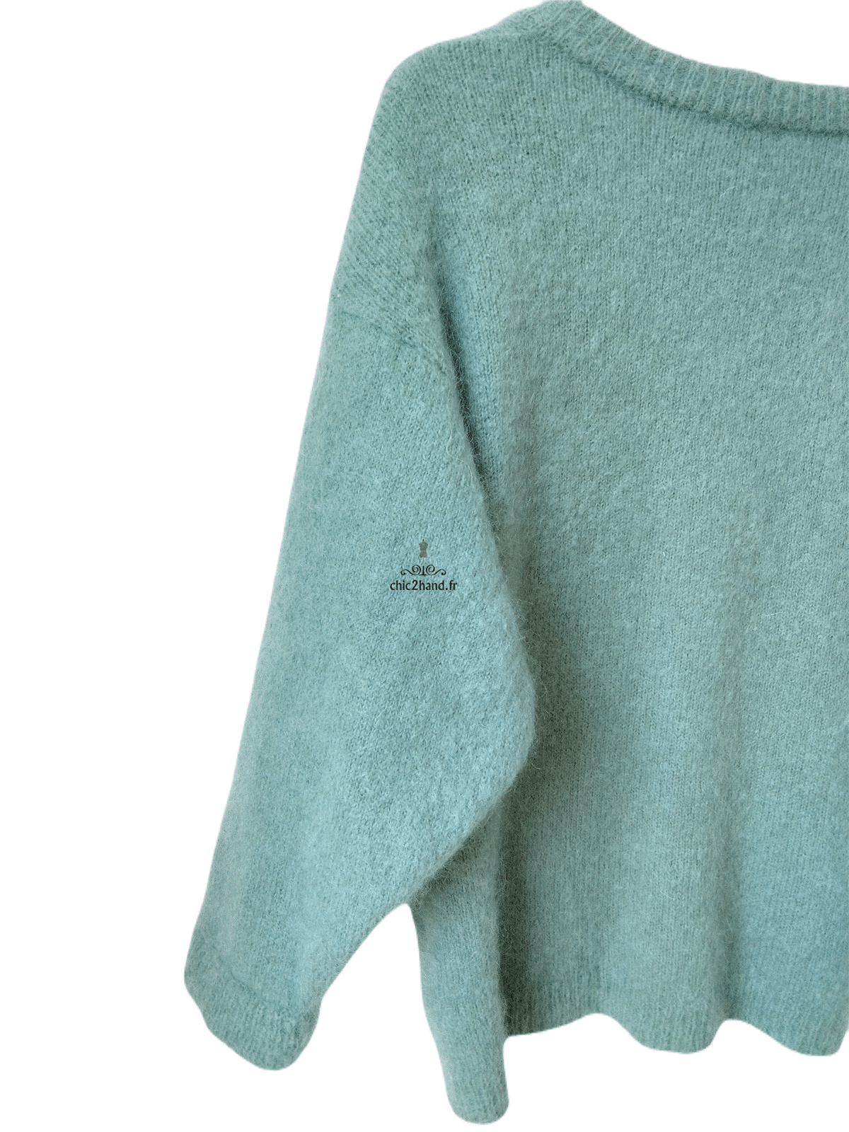 Gilet cardigan oversize 53% mohair American Vintage pino19D S vert d'eau NEUF – Image 6