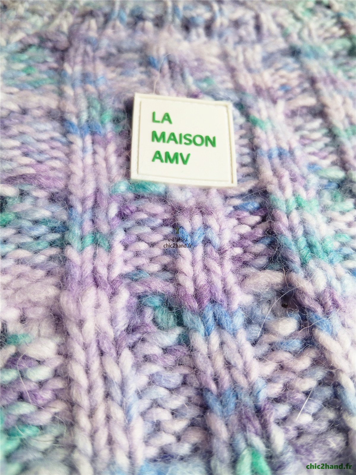 Pull oversize poilu doudou 50% laine alpaga American Vintage poy18a XS S violet chiné NEUF – Image 12