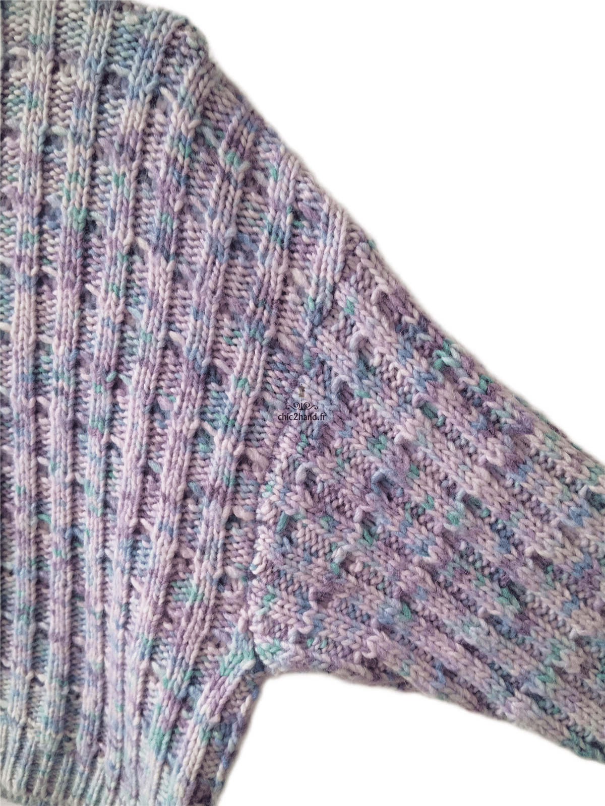 Pull oversize poilu doudou 50% laine alpaga American Vintage poy18a XS S violet chiné NEUF – Image 10