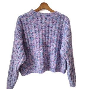 Pull oversize poilu doudou 50% laine alpaga American Vintage poy18a M L violet chiné NEUF