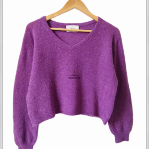 Pull oversize alpaga mohair American Vintage raz18i S violet chiné NEUF