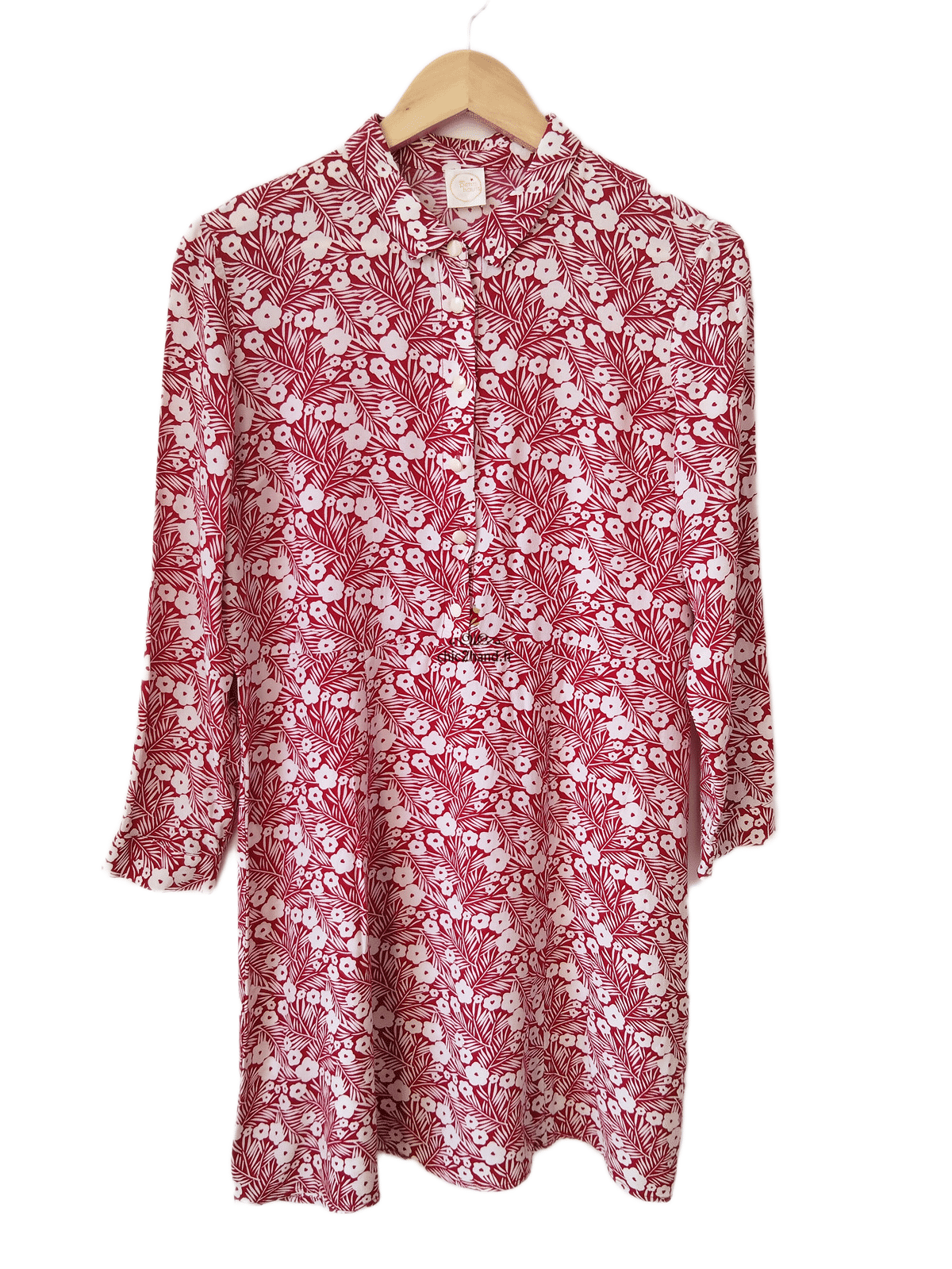 Robe manches ballons Des Petits Hauts evazel S T1 blanc fleuri rouge NEUF