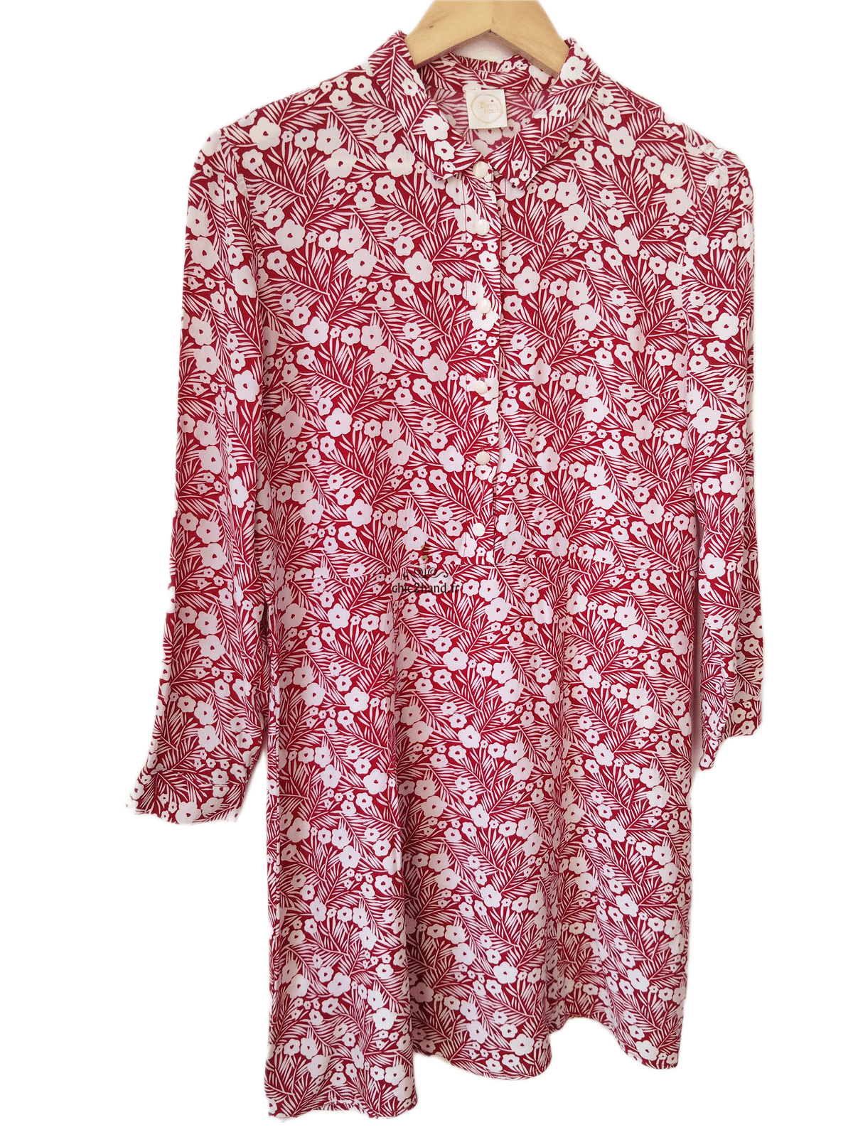 Robe manches ballons Des Petits Hauts evazel S T1 blanc fleuri rouge NEUF – Image 3