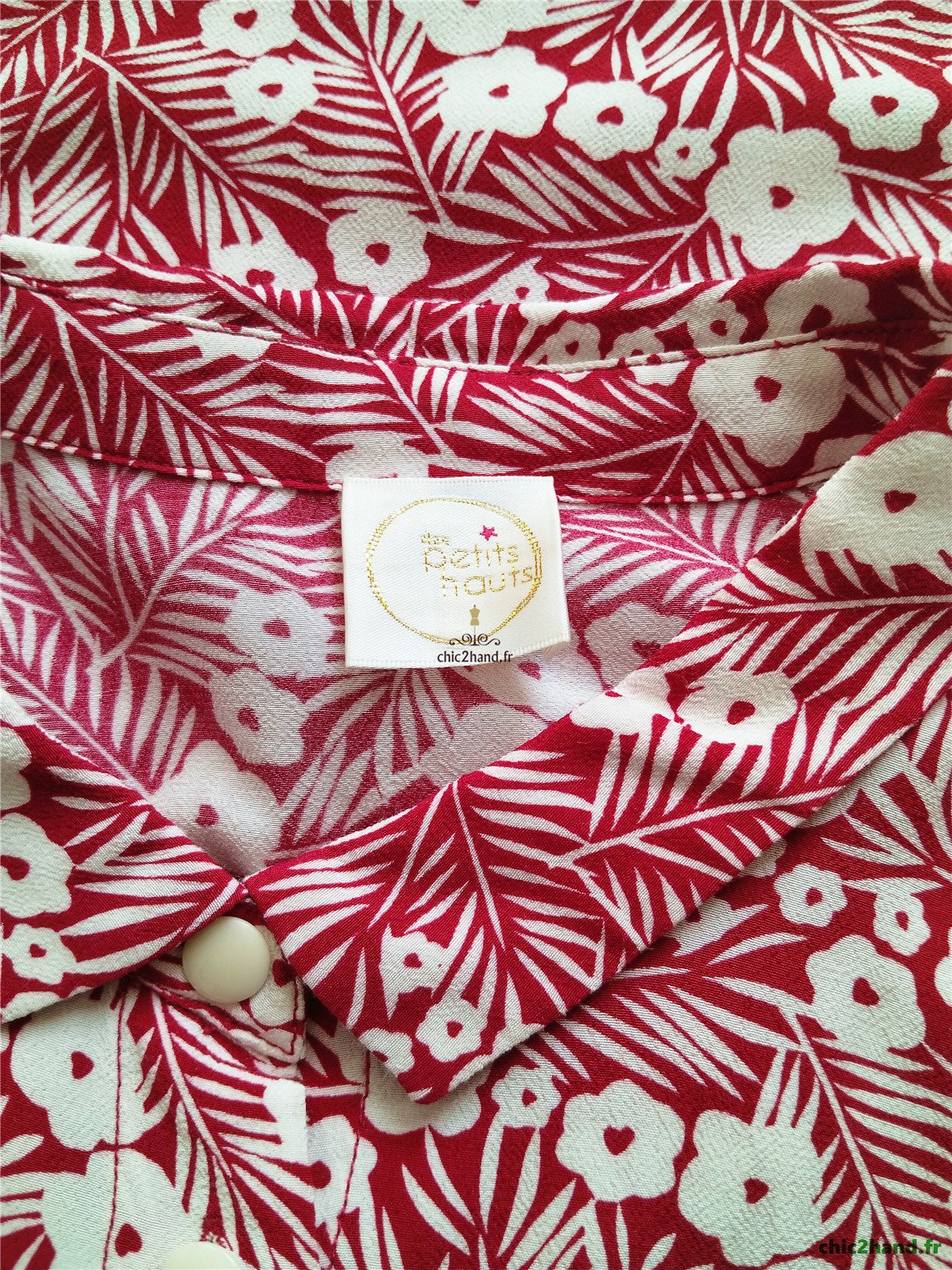 Robe manches ballons Des Petits Hauts evazel S T1 blanc fleuri rouge NEUF – Image 14