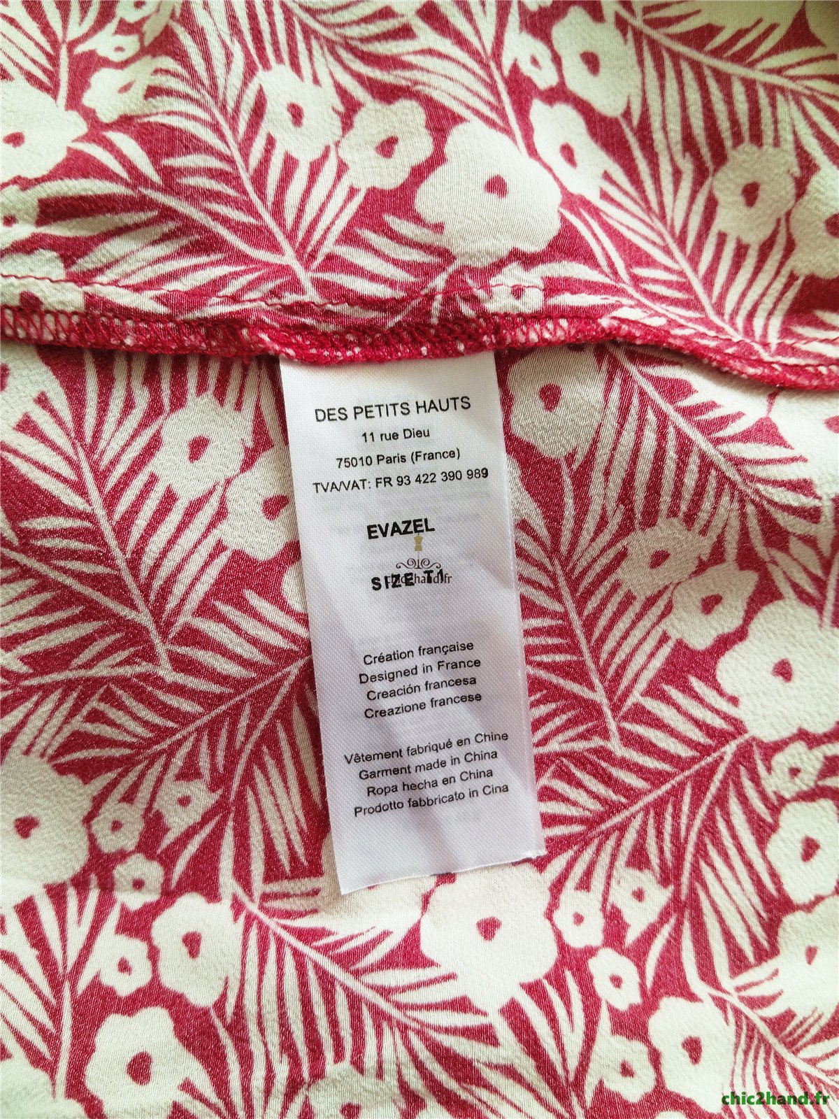 Robe manches ballons Des Petits Hauts evazel S T1 blanc fleuri rouge NEUF – Image 13