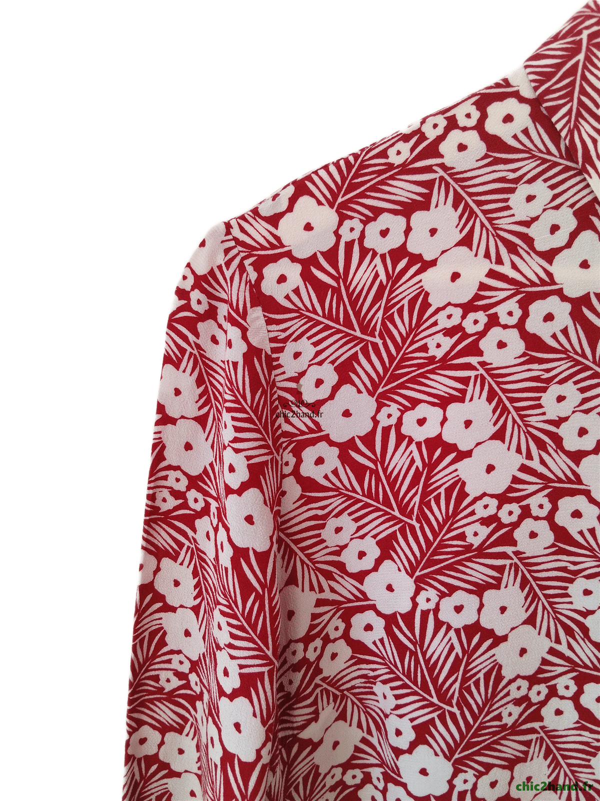 Robe manches ballons Des Petits Hauts evazel S T1 blanc fleuri rouge NEUF – Image 4