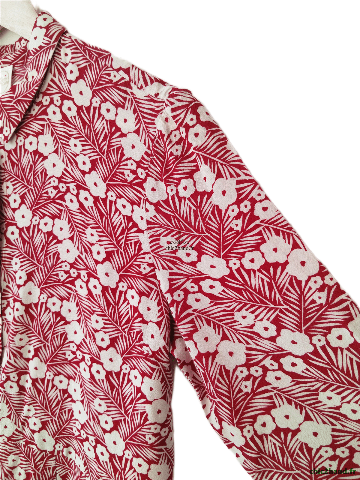 Robe manches ballons Des Petits Hauts evazel S T1 blanc fleuri rouge NEUF – Image 6