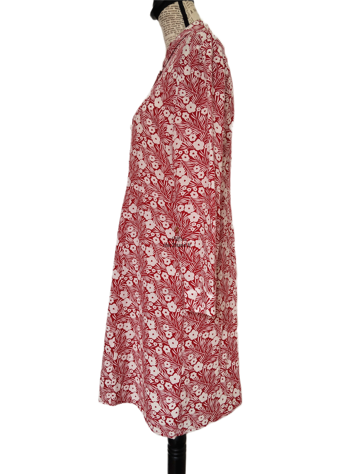 Robe manches ballons Des Petits Hauts evazel S T1 blanc fleuri rouge NEUF – Image 9