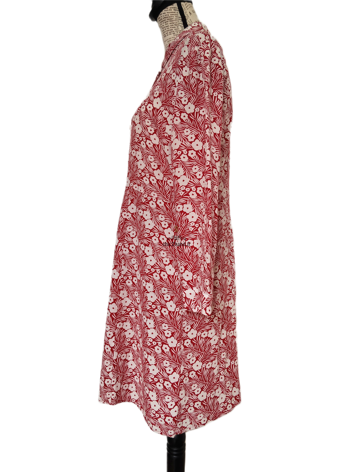 Robe manches ballons Des Petits Hauts evazel S T1 blanc fleuri rouge NEUF – Image 10