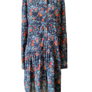 Robe chemisier 100% pure soie Comptoir des Cotonniers noir fleuri L NEUF constellation