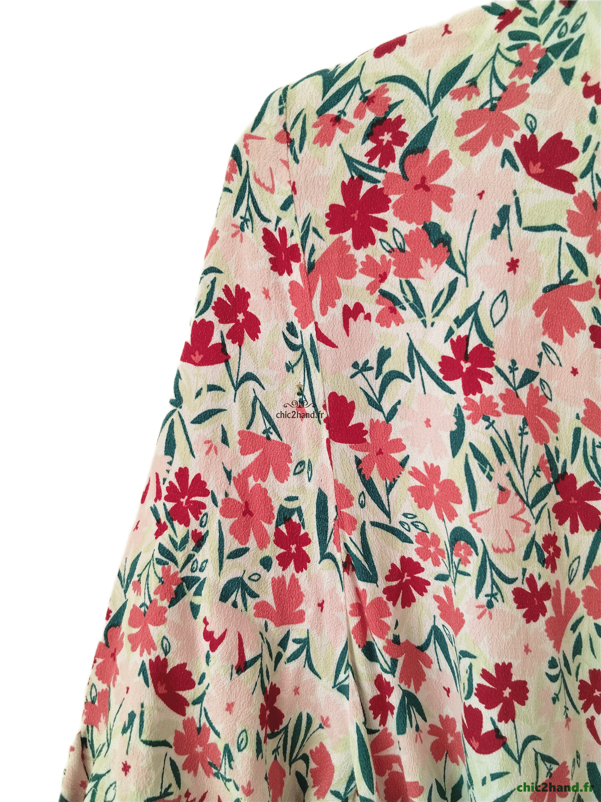 Robe longue porfeuille Des Petits Hauts enoline S T0 blanc fleuri rose NEUF – Image 3