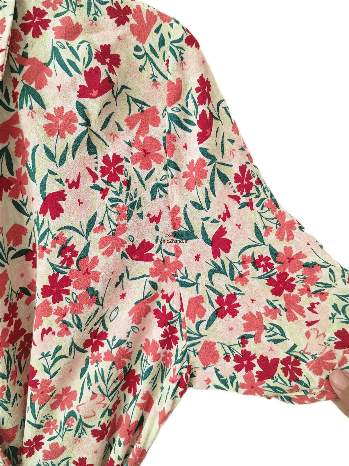 Robe longue porfeuille Des Petits Hauts enoline S T0 blanc fleuri rose NEUF – Image 4