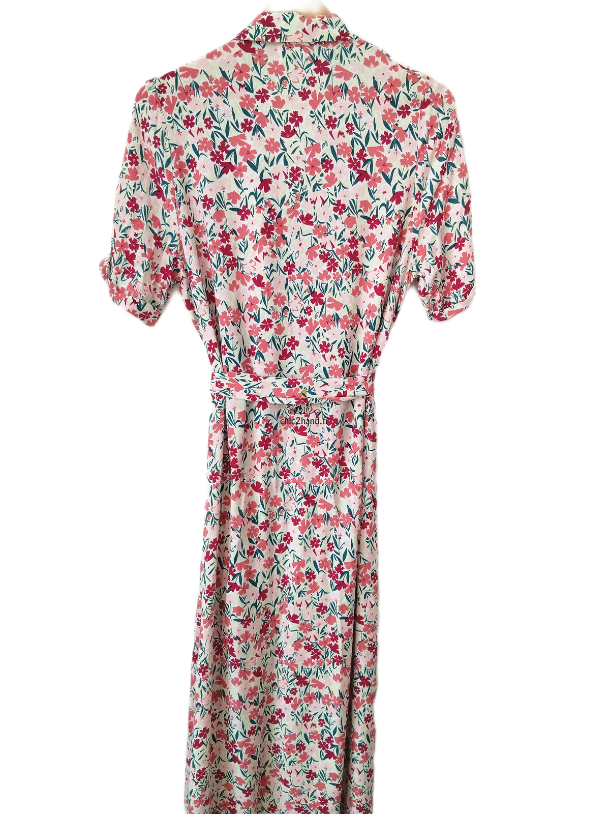 Robe longue porfeuille Des Petits Hauts enoline S T0 blanc fleuri rose NEUF – Image 6