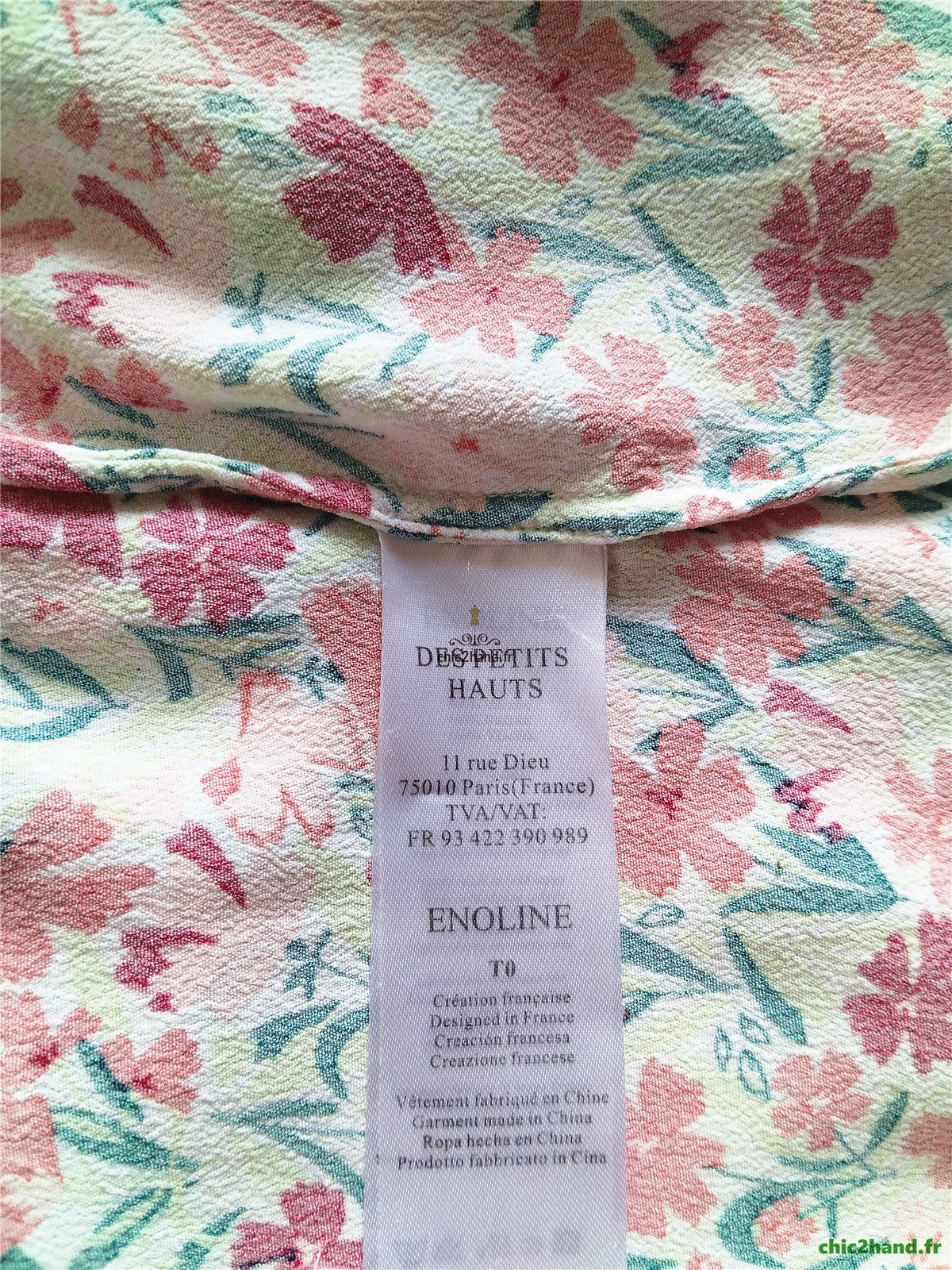 Robe longue porfeuille Des Petits Hauts enoline S T0 blanc fleuri rose NEUF – Image 14