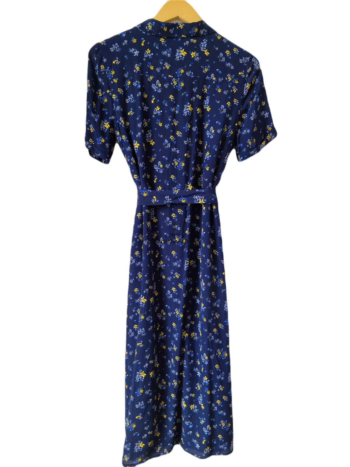 Robe longue 100% pure soie Comptoir des Cotonniers bleu marine et fleuri M flashback – Image 10