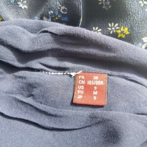 Robe longue 100% pure soie Comptoir des Cotonniers bleu marine et fleuri  M flashback