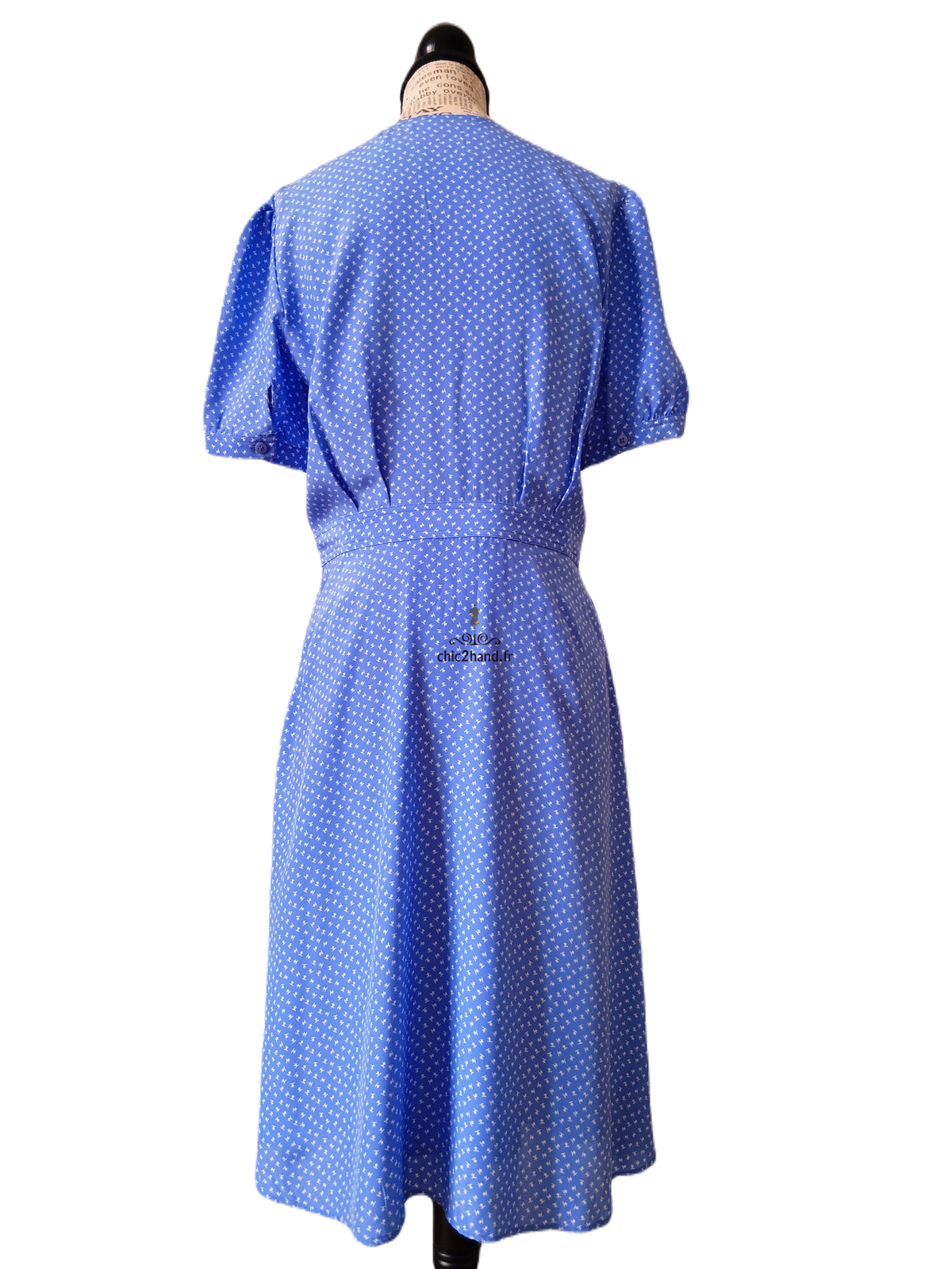 Robe portefeuille 100% pure soie col V Comptoir des Cotonniers bleu ciel pois blanc M NEUF leanie – Image 2