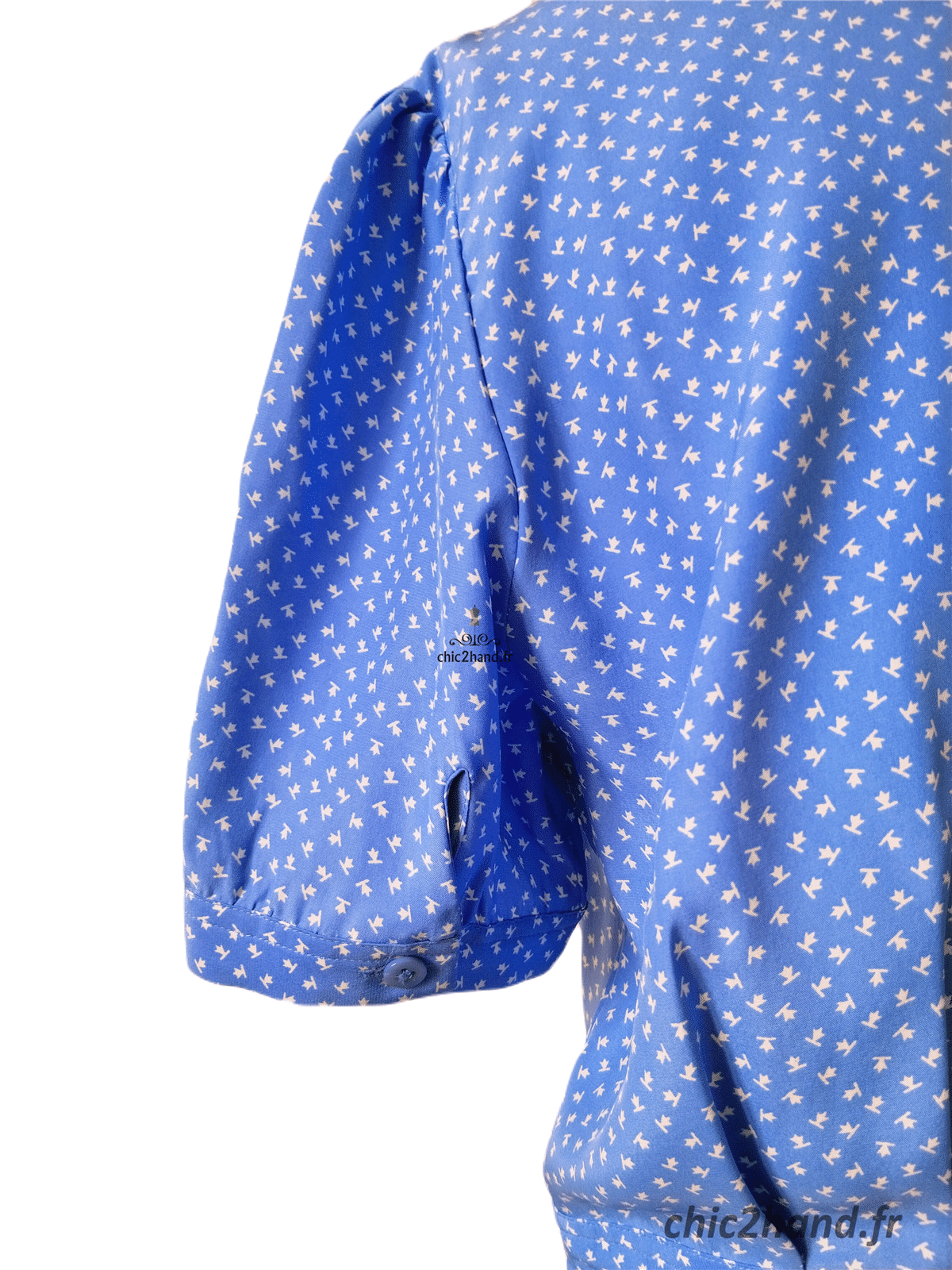 Robe portefeuille 100% pure soie col V Comptoir des Cotonniers bleu ciel pois blanc M NEUF leanie – Image 3