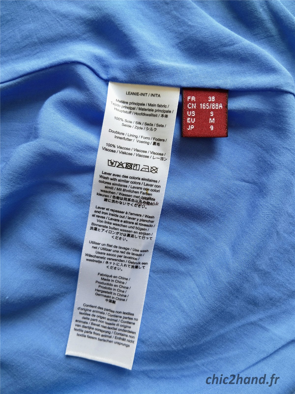 Robe portefeuille 100% pure soie col V Comptoir des Cotonniers bleu ciel pois blanc M NEUF leanie – Image 9