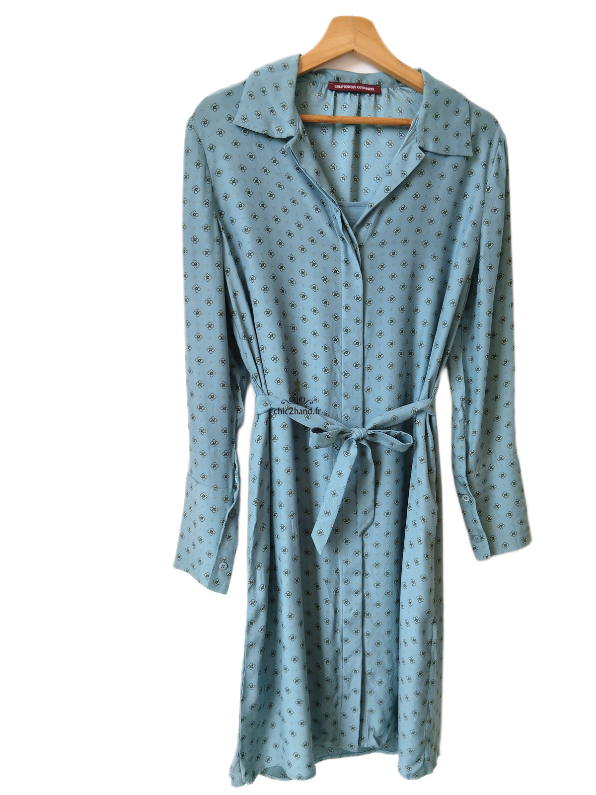 Robe longue 100% pure soie Comptoir des Cotonniers maridansa vert fleuri S NEUF – Image 3