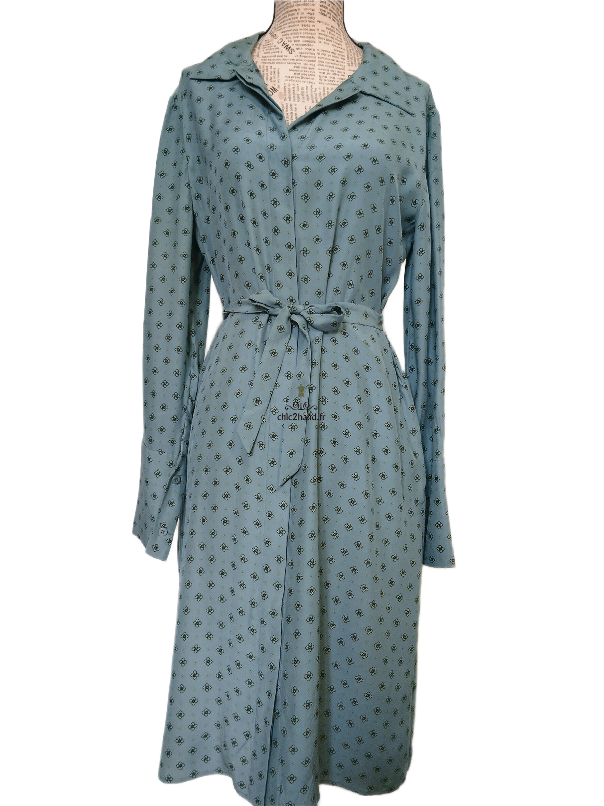 Robe longue 100% pure soie Comptoir des Cotonniers maridansa vert fleuri S NEUF – Image 7