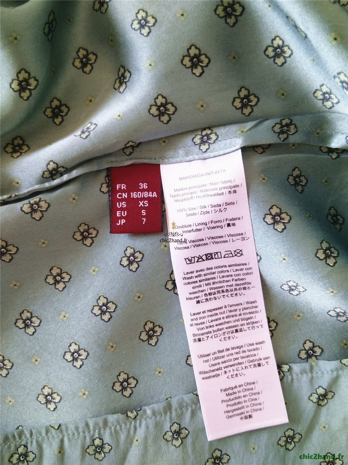 Robe longue 100% pure soie Comptoir des Cotonniers maridansa vert fleuri S NEUF – Image 12