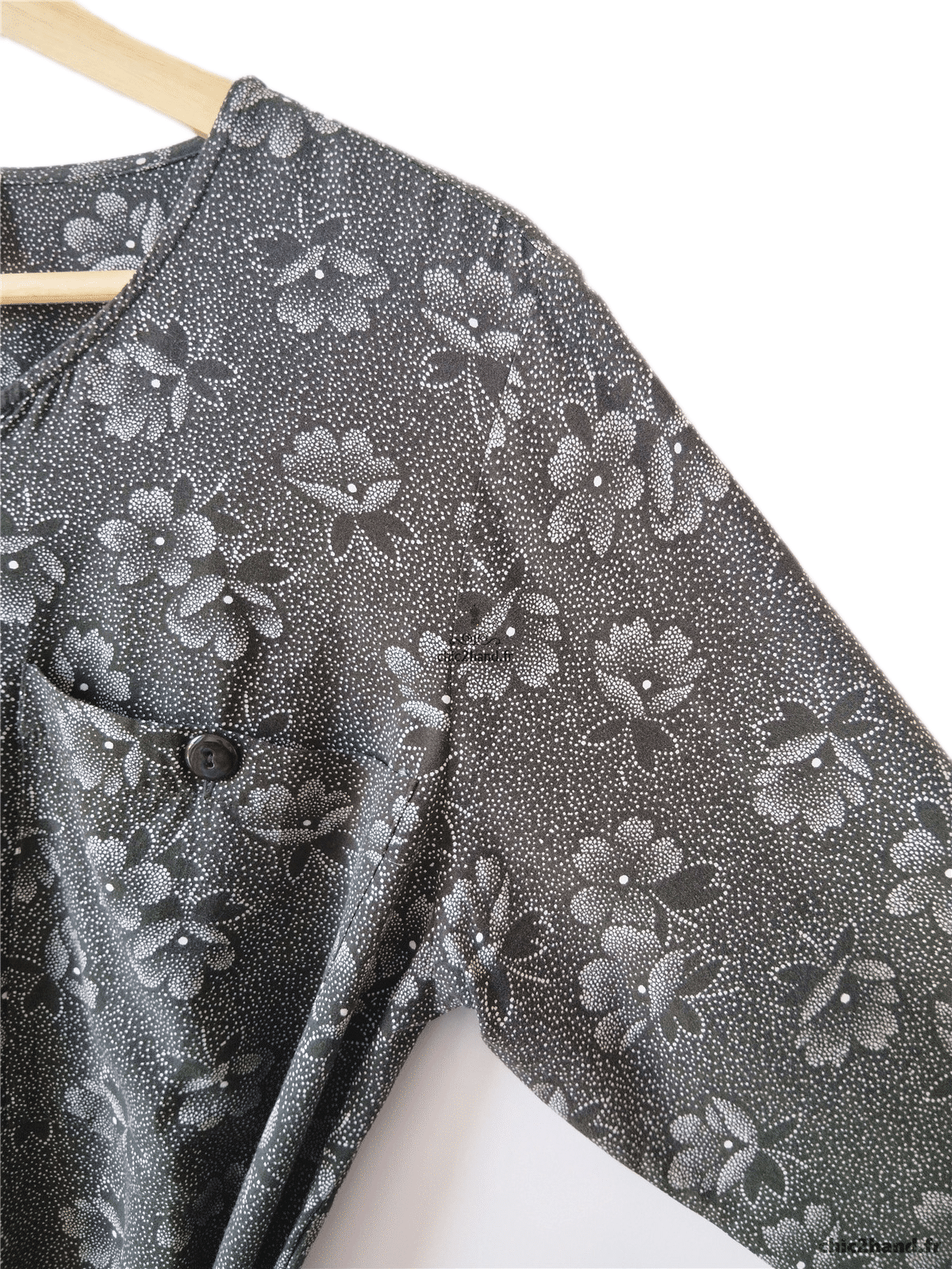 Robe longue porfeuille Des Petits Hauts Sannette S T0 vert kaki fleuri NEUF – Image 4
