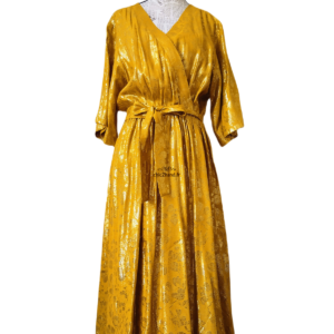 Robe longue ceinturé manches courtes Des Petits Hauts vanou M T2 neuf doré