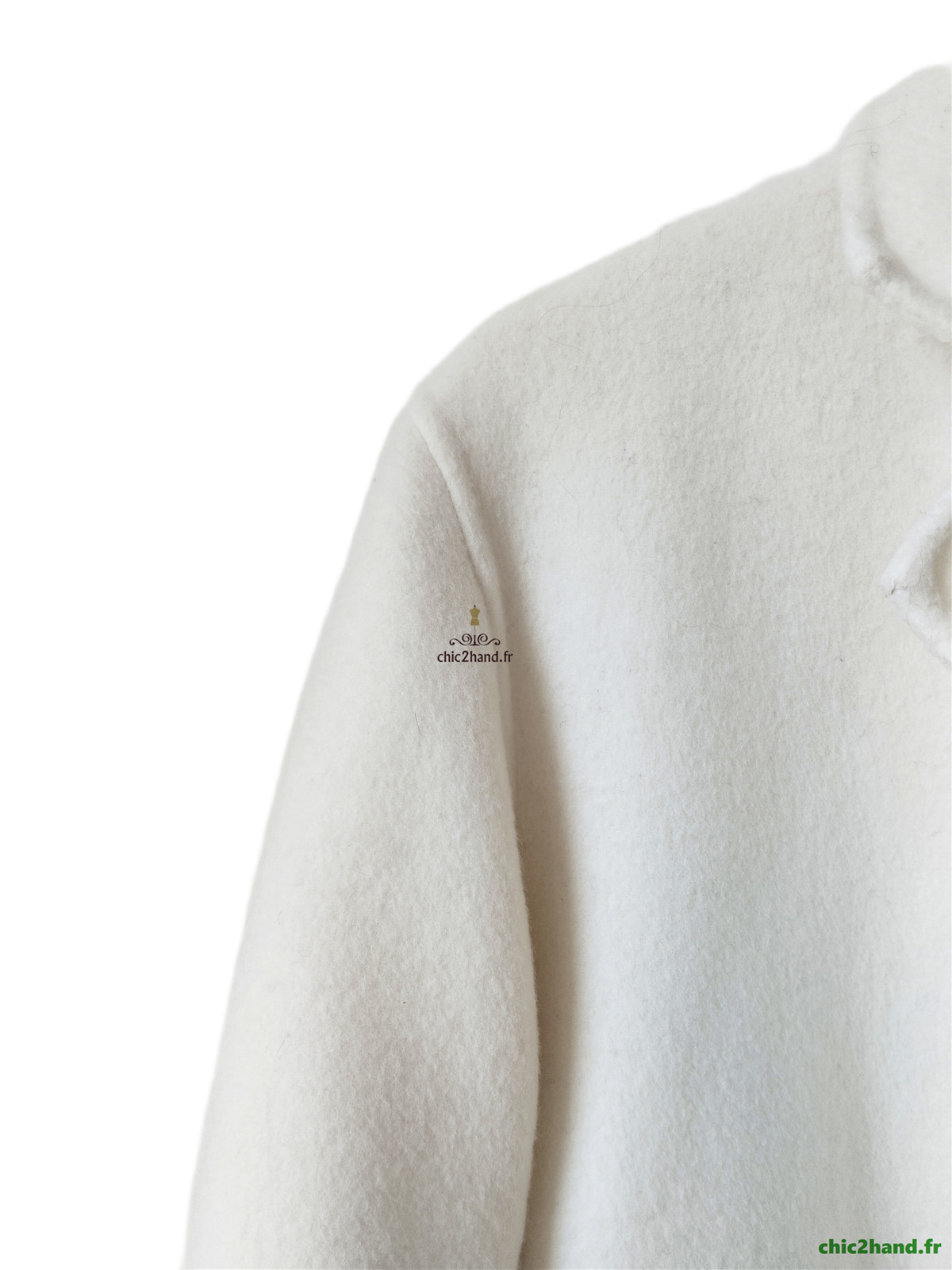 Manteau 82% laine droite Sandro blanc FR36 S TBE – Image 4