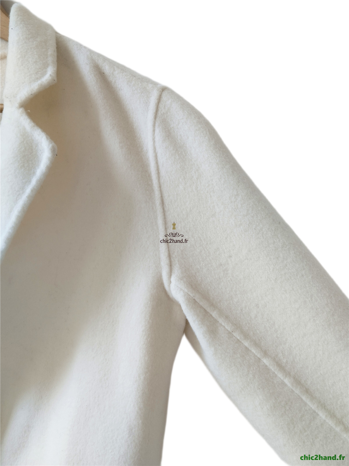 Manteau 82% laine droite Sandro blanc FR36 S TBE – Image 5